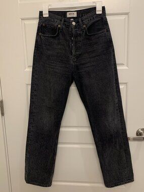 Agolde Black High Rise Straight Leg Jeans